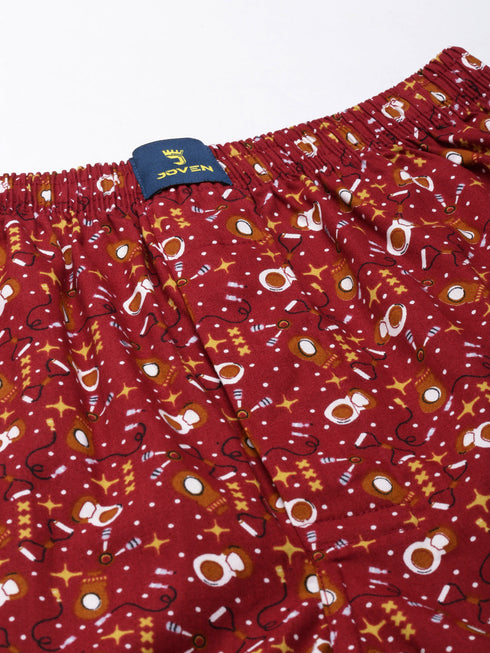 Maroon Printed Pure Cotton Boxer